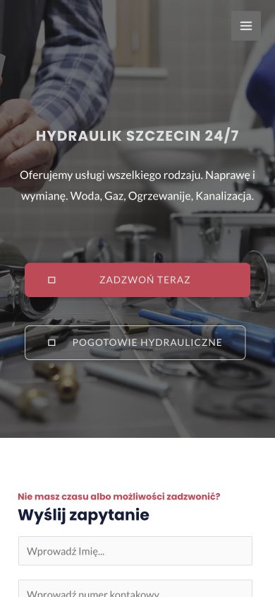 Versión móvil real del sitio Specalex, servicios de fontanería en Polonia
